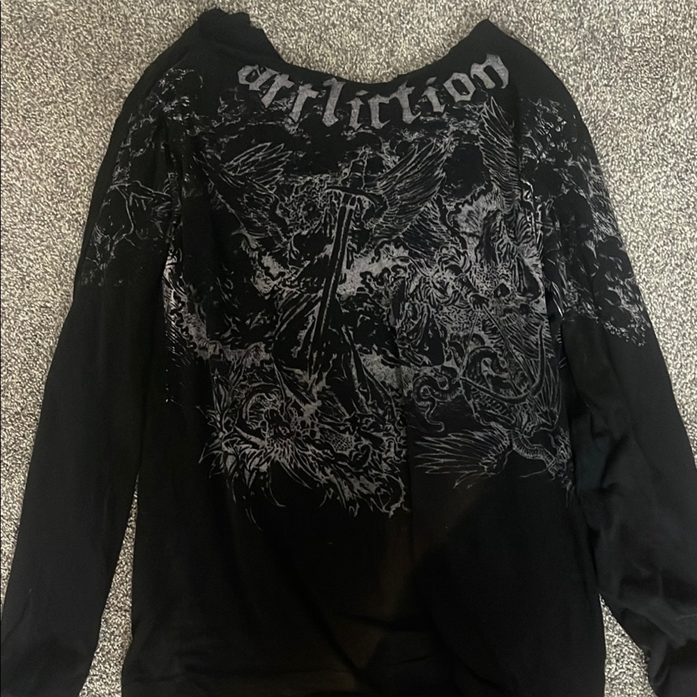 Affliction Black Graphic Long Sleeve Shirt